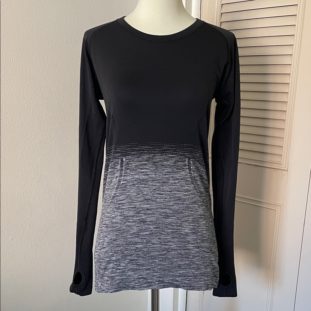 Lululemon Athletica Black and Gray Long Sleeve Tee 6 - Picture 1 of 5